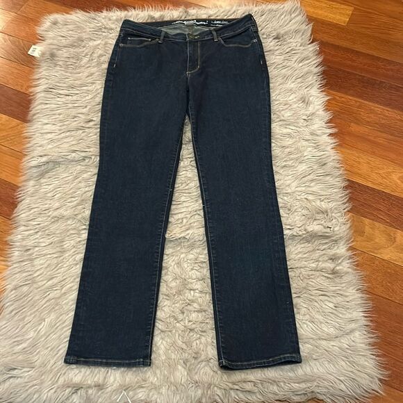 Eddie Bauer slightly curvy straight‎ leg dark wash jeans size 10 - Picture 1 of 5